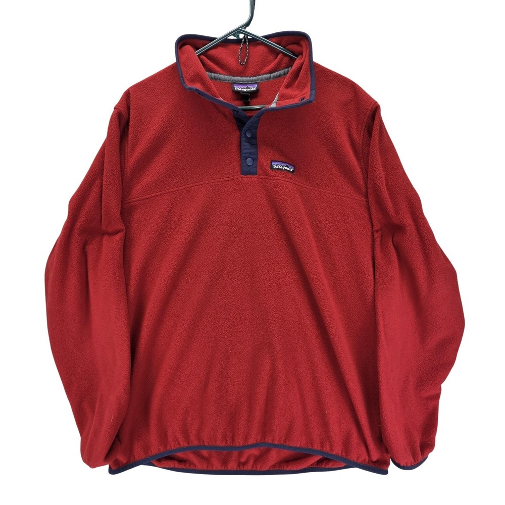 Patagonia Jacket Mens XL Red Micro D Snap-T Pullover Fleece Outdoor Hiking